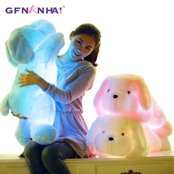 50/80cm Žėrintis LED Šviesos Guli Šuo, Pliušinis Žaislas, Minkšti Minkšti, Spalvingi Šviesos Gyvūnų Šunų Pagalvę Lėlės Vaikams Kalėdų Dovana