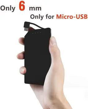 5000mAh Ultra Slim Power Bank su įmontuota Įkrovimo Kabelis-Tik 6 mm, Nešiojamų Išorinių Baterijų Įkroviklis Mi Powerbank Už Xiaomi