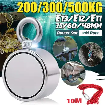 500KG D75mm Stiprus, Galingas Neodimio Magnetas dvipusės Gelbėjimo Magnetas Jūros Žvejybos Magnetas Turėtojas Traukiant Montavimo Puodą Su Žiedu