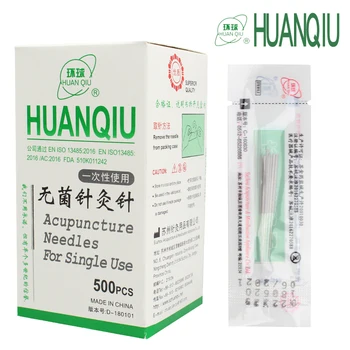 500pcs Huanqiu sterilūs vienkartiniai akupunktūra grožio, masažo, akupunktūros adatos 0.16/0.18/0.22/0.25/0.30/0.35 mmtina