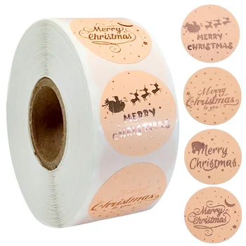 500pcs/roll kalėdų lipdukas rožinė aukso etiketes, dovanų sandarinimo klijai skaidrus lipdukas Linksmų kalėdų apdaila