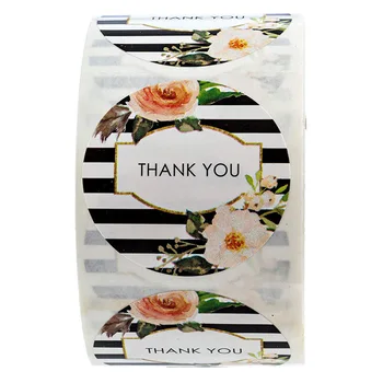 500pcs/roll Turas Gėlių Dėkojame, Lipdukai Scrapbooking Paketas Plombos Etiketėms Užsakymą Lipdukas Apdaila Verslo Lipdukas