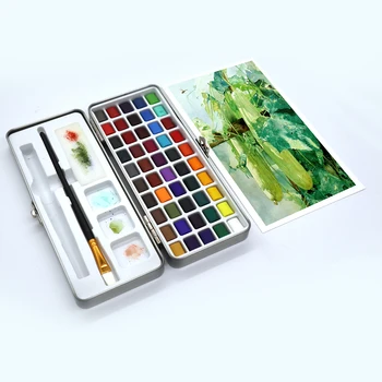 50Colors Kietas Akvarelės Dažų Rinkinys Nešiojamų Metalinė Dėžutė Akvarelė Pigmento Pradedančiųjų Piešimo, Akvarelės Popieriaus Meno Reikmenys