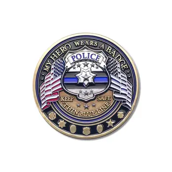 50pcs/100vnt/200pcs,DHL nemokamas pristatymas Teisėsaugos Dėkingi Iššūkis Monetos Policijos Ačiū Plona Mėlyna Linija