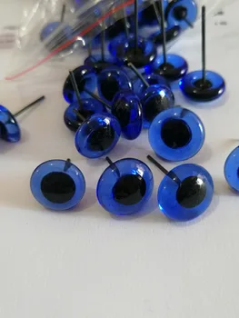 50pcs naujų elementų 3/4/5/6/7/8/9/10/11/12mm mėlynos spalvos stiklo žaislą, į akis su pin 