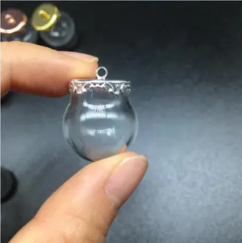 50sets 20*15mm Miniatiūriniai Terariumai, stiklo burbulas metalo karūna bazės dėklas papuošalai karoliai lanugo buteliuką pakabukas 