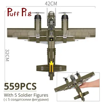 559pcs Karinės Ju-88 Bombardavimo Plokštumos WW2 Sraigtasparnis Armijos Ginklu Kareivis Modelis Plytų Rinkinys, Žaislai Vaikams, Statybos Blokas