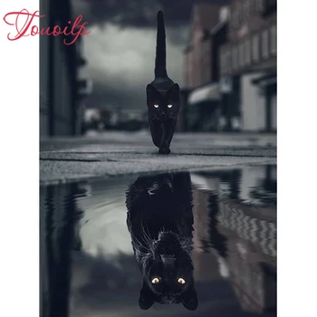 5D Juoda katė ir juoda pantera 5d Diamond Tapybos 5d 
