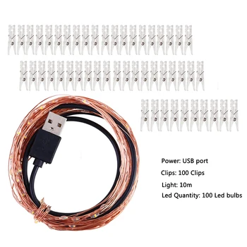 5m/10m String Žibintai LED 50pc/100pc Foto Klipai Namo Kambaryje Sienos Šalis 