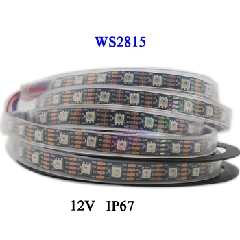 5m/daug WS2815 pikselių led šviesos juostelės;DC12V 30/60 taškų/led/m;IP30/IP65/IP67;Adresuojamo Dual-signalas Smart led juostos juostos