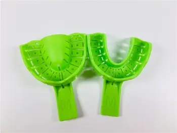 5Piece Plastiko Dantų Plokšteles Įspūdį Dėklas Implantas Quadrant Priekinio Lango Atidaryti Skylę Implantai 135℃ Žalia