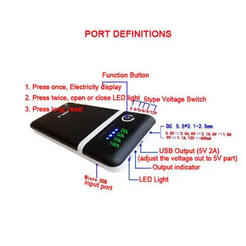 5V 6 V 9V 12V USB 18650 galia banko Baterijos įkrovimo Mobiliojo Galios Įkroviklis, Dėžutė, telefonas