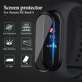 5VNT 3D Išlenkti Apsauginės Plėvelės Xiaomi Mi Juosta 4 Stiklo Mi band4 Smart Priedai, Pilnas draudimas Screen Protector miband4 5 Stiklas