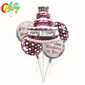 5vnt Laimingas Gimtadienio tortas folija helio balionai 18 colių gimtadienio atmosferą, Apdailos prekių vaikams, žaislai, kūdikių dušas
