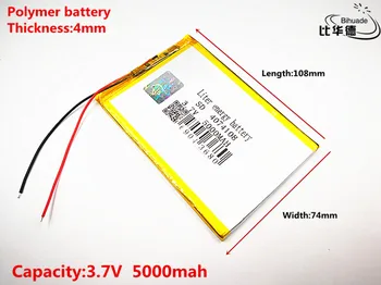 5vnt Litro energijos baterija Gera Qulity 3.7 V,5000mAH 4074108 Polimeras ličio jonų / Li-ion baterija tablet pc BANKAS,GPS,mp3,mp4