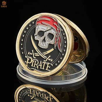5vnt/Set Piratų Kaukolės Aukso Monetos Piratų Kapitonas Jack Sparrow Treasure Bay Žemėlapis Jūrinių Suvenyrų Medalis Monetas
