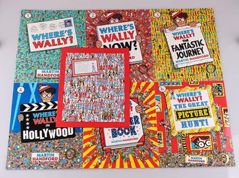 6 vnt. didelė A4 dydžio anglų kalbos knygų, Kuriose Kur Wally Vaikų Stebėjimo Vizija Rasite Dėlionės dovana vaikams Vaikystės
