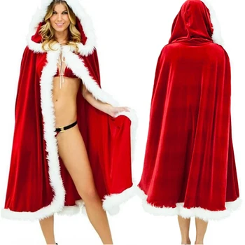 60-90-120cm Raudonos Aksomo Gobtuvu Žaliojo Apsiaustu Sexy Santa Cosplay Kalėdų Kostiumai Moterims Karnavalas Šalies Clubwear
