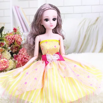 60cm Bjd Doll su 15 Sąnarių 3D Modeliavimas Big-eyed Lėlės Žaislų Mados Princesė Dress Suknelė Up Žaidimas Kalėdų Dovana Mergaitėms