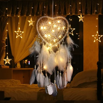 60cm Dreamcatcher Dream Catcher Meilės Širdis su LED Šviesos Naudojant partijų Vestuvių Kalėdų