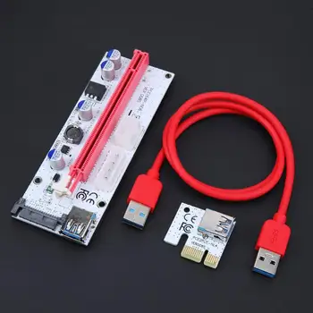 60cm PCI-E Riser Card VER008S 4Pin 6Pin SATA Maitinimo 008S 1x PCIe 16x Adapteris USB 3.0 Kabelį Bitcoin Miner BTC Kasyba