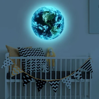 60cm Šviesos Žemę Mėnulis Siena Lipdukas Namų Dekoro Kambarį Sienų Lipdukai Vaikų Kambariai, Miegamasis Apdailos Švyti Tamsoje