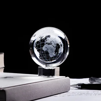 60mm 3D Kristalų Žemės Rutulio Miniatiūriniai Modelis Pasaulyje Lazeriu Graviruotas Kristalų Amatų Srityje Namų Puošybai Aksesuarai Dovanos Ornamentu