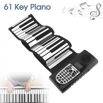 61 Klavišai 128 Tonų MIDI Išvesties suristi Fortepijonas Elektroninės Nešiojamų Silikono Lanksčios Klaviatūros, Organų integruotas Garsiakalbis