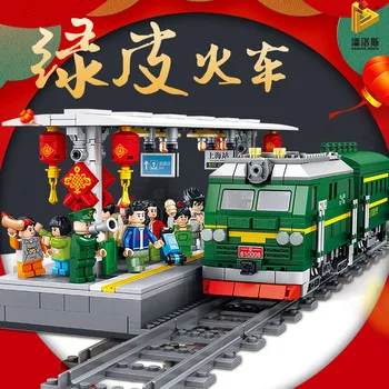 610008 Miesto senovinis Traukinio Vėžės geležinkelio Bėgiai nustato Modelį, statyba Blokai Rinkiniai Plytų Vaikas Žaislai Vaikams Kalėdų Dovana