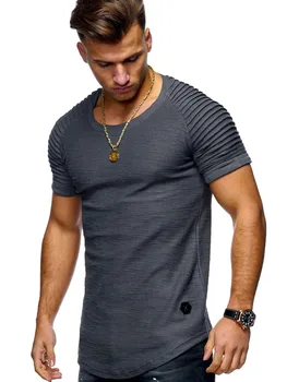 6486-T-marškinėliai, vyriški trumpi rankovėmis apvalios kaklo tendencija pusę, įsiūtos papildomos didelės potvynio banga marškinėliai vyriški slim dugno marškinėliai vasarą