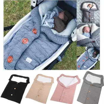 68*40CM Kūdikių Antklodė Šilta Kūdikių miegmaišį Žiemos Medvilnės Mezgimo Paketas Swadding Wrap Vežimėlio Priedai