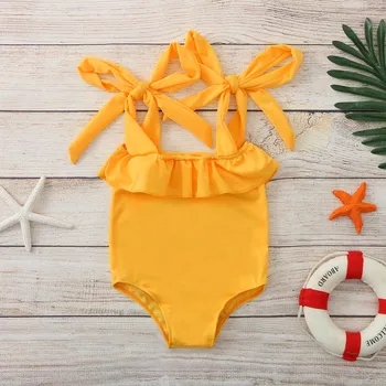6Months-5Years 2021 maudymosi kostiumėlį, vaikams, kūdikiams Spalvotų Vaikams Baby Girl Bikini Peties Kaklaraištis vientisas maudymosi kostiumėlį, maudymosi Kostiumėliai, Paplūdimio M4