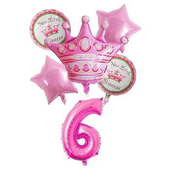 6pcs Aukso rožinė mėlyna karūna balionai 32inch Skaičius Folija balionas Gimtadienio apdailos Vaikams baby shower Star Helio Ballon