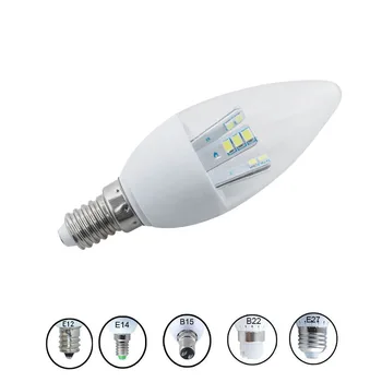 6PCS/daug LED Lemputė E14 E12 B15 E27 B22 SMD2835 110V-220V LED Žvakių Šviesos, 3W 5W 8W LED Šviestuvo Balta Šiltai Balta LED Lempa