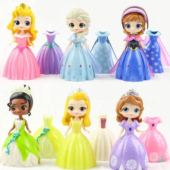 6pcs Disney Užšaldyti lėlės Elsa snieguolė Princesė Undinėlė Pakeisti Serija keisti drabužius vaikams Mergaitėms, Žaislai vaikams, Dovanos