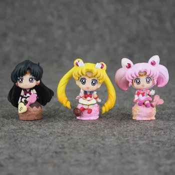 6Pcs/Set Anime Sailor Moon Veiksmų Skaičius, Žaislų Mažas Panele Sailor Mercury Marsas, Jupiteris Venera Uranas Neptūnas, Saturnas PVC Lėlės Modelio