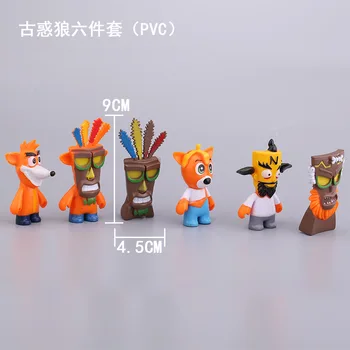 6pcs/set Crash Bandicoot Veiksmų Skaičius, Žaislai, PVC Modelis Lėlės Vaikams Dovanų