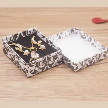 6vnt Kartono papuošalų rinkinys rinkinį dėžutėje marbling dizaino dovanų dėžutė karoliai nustatyti žiedas, auskarai ekranas lauke retangular dėžutę