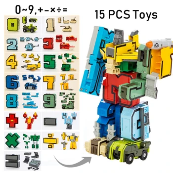 7-15VNT Montavimas Blokai Švietimo Žaislai Veiksmų Skaičius, Transformacijos Numeris Robotas Deformacijos Robotas Žaislas Vaikams