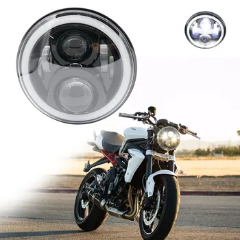 7 colių Turas Motociklo LED Žibintai DRL su balta Halo Angel Eyes H4 Motociklo priekinis žibintas kontrolinė lemputė Chopper Motociklo