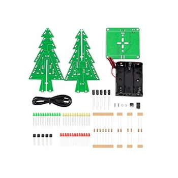 7 Spalvų 3D Kalėdų Eglutė Elektroninių Surinkti Kit LED Flash 