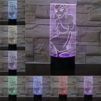 7 Spalvų Keitimas Kūrybos 3D Lempos Touch Remote USB Naktį Šviesos Luces Led Decoracion Atmosfera Apšvietimo Lampara Žibintuvėlis Dovana