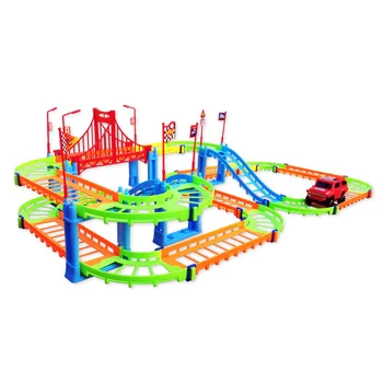74PCS 3D Dviejų sluoksnių Spiralės Kelio kalnelius Žaislas Elektros Geležinkelių Automobiliu dėl Vaikų, Vaikams, Dovanų SER88