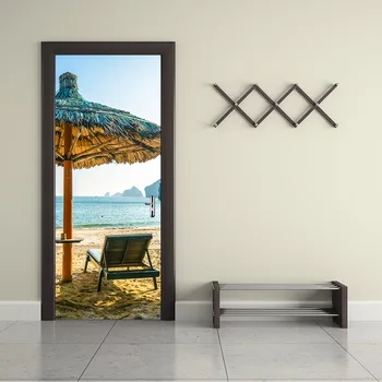 77x200cm 3D Kraštovaizdžio Durų Lipdukas Gyvenimo Kambario, Miegamasis Vandeniui Gražus Klijai Sienų Lipdukas 