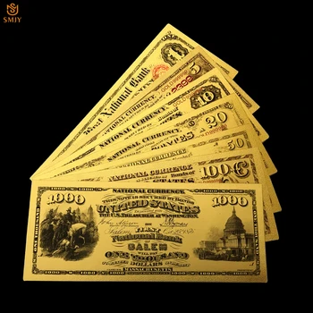 7Pcs/Daug 1875 m. JAV Aukso Valiutos Banknotų Popieriaus 1.5.10.20.50.100.1000 Doleris Pinigų banknotų Kolekcija Ir Švenčių Dovanos