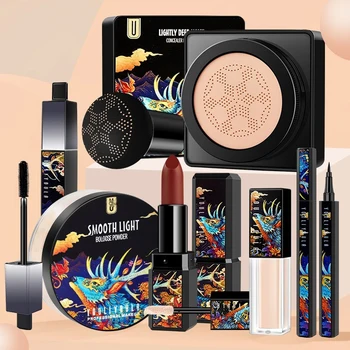 7Pcs sudaro Kostiumas Oro Pagalvės Drėkinamasis Makiažo Balinimo Veido Grožio Moterų Lūpų Makeups Kosmetikos Rinkinys