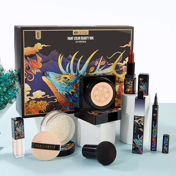 7Pcs sudaro Kostiumas Oro Pagalvės Drėkinamasis Makiažo Balinimo Veido Grožio Moterų Lūpų Makeups Kosmetikos Rinkinys