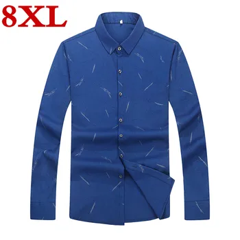 7XL 8XL naują Pavasario plius rudenį vyriški Marškiniai Socialinės Atsitiktinis didelio dydžio, ilgomis Rankovėmis Marškinėliai Vyrams, Drabužiai