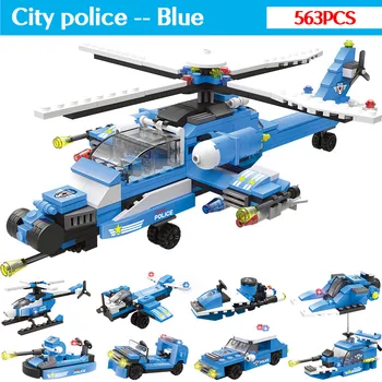 8 1 Miestas SWAT Blokai Suderinama Miesto Policijos Sraigtasparnis Automobilių Valtis Transporto priemonės Policijos Duomenys Plytų Žaislai Berniukams
