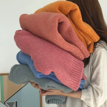 8 spalvų 2018 m. rudens ir žiemos derliaus laisvi megztiniai moteriški megztiniai ir puloveriai moterų (X7049)